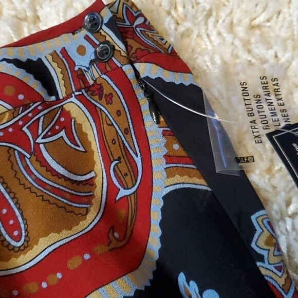 AK ANNE KLEIN Silk Paisley Flare Skirt - Picture 5 of 8